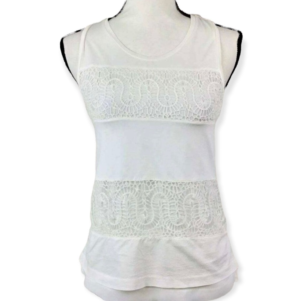 J. CREW White Embroidery Lace Sleeveless Blouse XSMALL